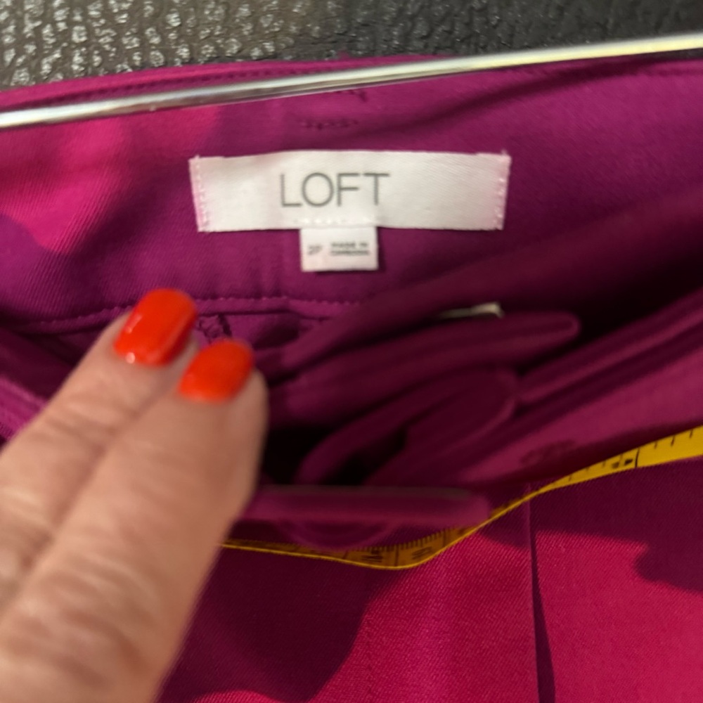 LOFT Magenta Cuffed Ankle Cropped Pants - Picture 3 of 6